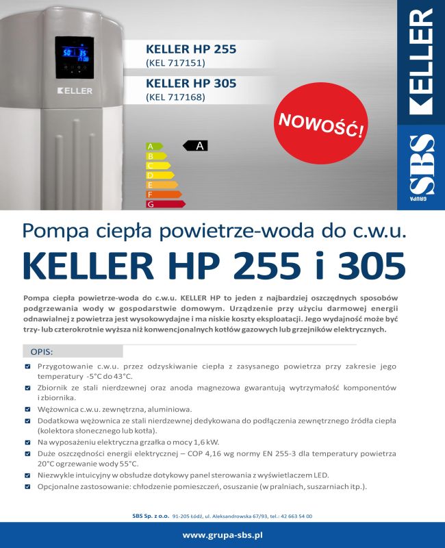 Pompy ciepła powietrze-woda do c.w.u. KELLER